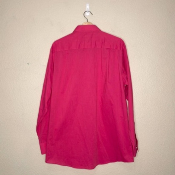 Van Heusen Shirt Mens 32/33 Pink Stretch Slim Fit Dress Modern Hipster Trendy - Picture 4 of 10